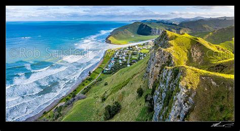 Kairakau Beach Village Nestled Under Coastal Escarpment Cliffs On The