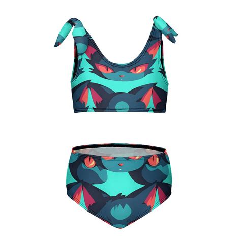 Cartoon Cute Kitten Girl S Piece Bikini Set Beach Sport Swimsuit Swimwear Y Cm