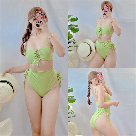 Drawstring Side High Waisted Bikini Swimsuit Swinmwear Shopee Philippines