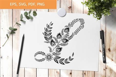 Initial monogram letter L SVG, floral alphabet letter (940351 ...