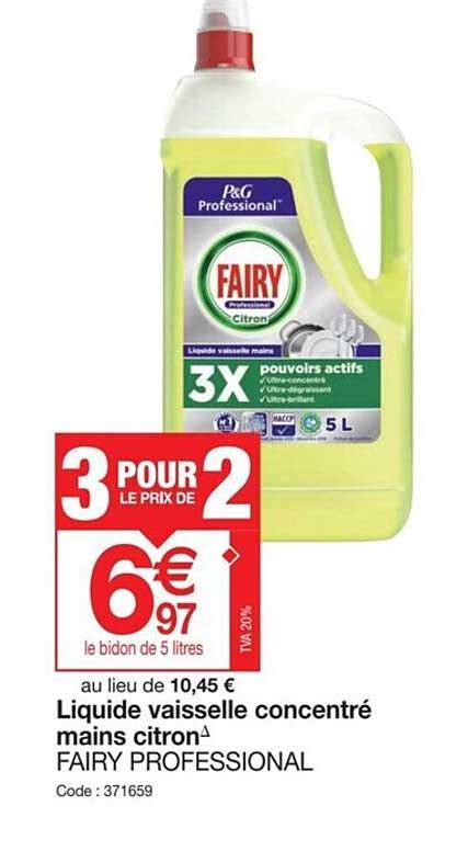 Promo Liquide Vaisselle Concentr Mains Citron Fairy Professional Chez