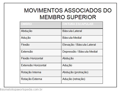 Movimentos Do Ombro Traumatologia E Ortopedia