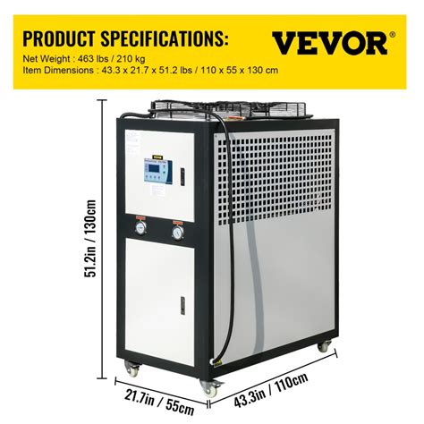 Vevor Water Chiller 6ton Capacity Industrial Chiller 6hp Air Cooled