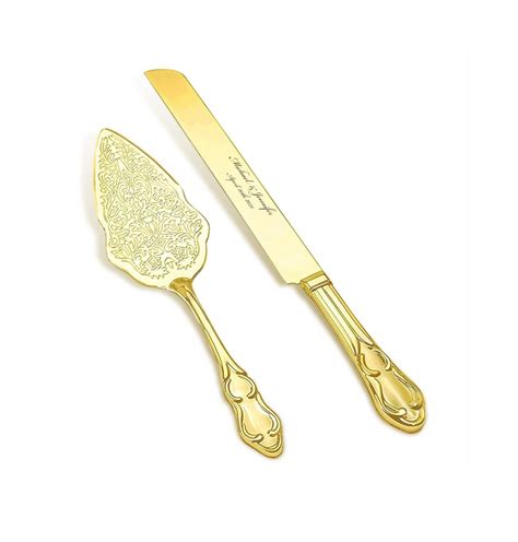 Personalized Wedding Cake Cutting Set Gold Elegant Serving Knive Cutter