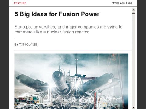 Ieee Spectrum Na February 20205 Big Ideas For Fusion Power