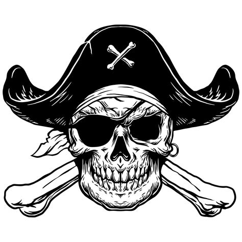 Pirate Skull Svg Tricorn Hat Eye Patch Skeleton Clipart Raider Etsy