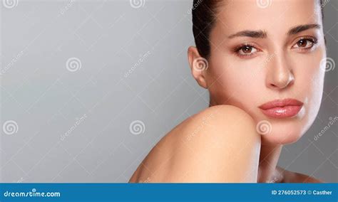 Beauty And Skincare Concept Beautiful Natural Young Woman Face With