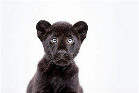 Premium AI Image | A black panther cub with white background