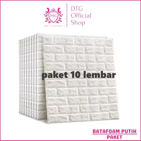 Jual DTG PAKET 10 LEMBAR Brickfoam Bata Putih 38 X 70 CM Wallpaper 3D