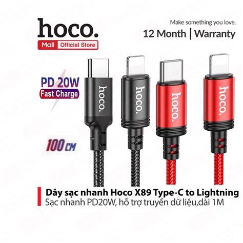 Cáp sạc nhanh PD20W Hoco X89 Type C to Lightning truyền dữ liệu dây dù