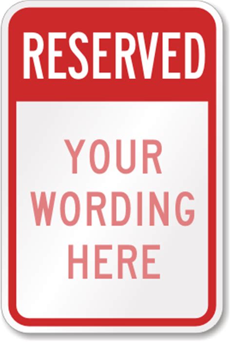 Custom Reserved Parking Signs Free Shipping Fast Delivery