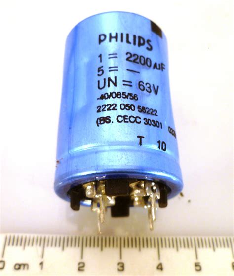 Philips 2222 050 58222 63V 2200uf 15000h at 85°C Electrolytic Capacitor ...