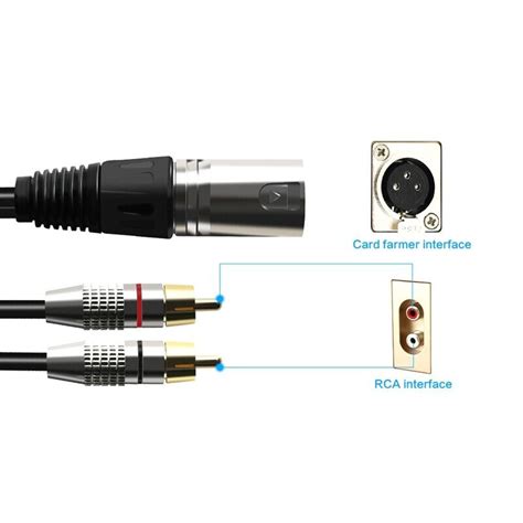 1 Xlr Male To 2 Rca Male Plug Stereo Audio Cable Connector Y Splitter Cord1806 Ebay