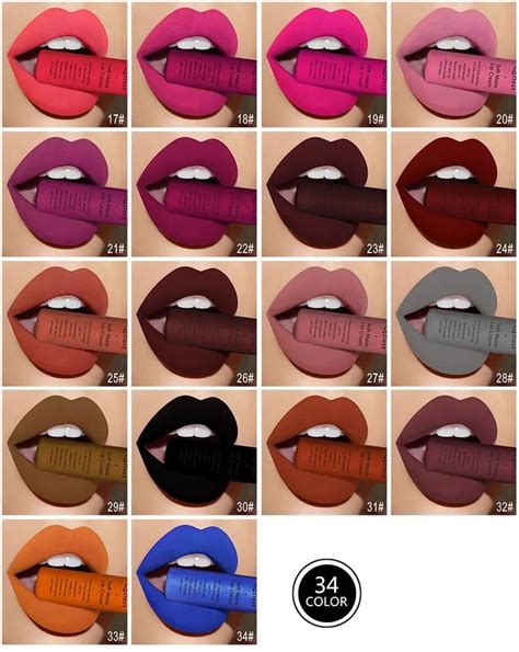 Colors Waterproof Matte Nude Lipstick Lipkit Pigment Dark Red Black Long Lasting Lip Gloss