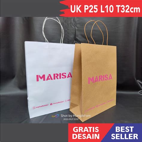 Jual Paper Bag Custom Sablon Tas Kertas Dengan Sablon Free Desain UK 25