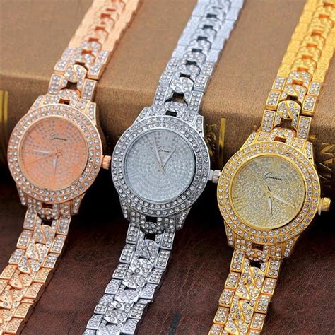 Men Hip Hop Iced Out Gold Tone Techno Pave Bling Watch Simulated Zircon ...