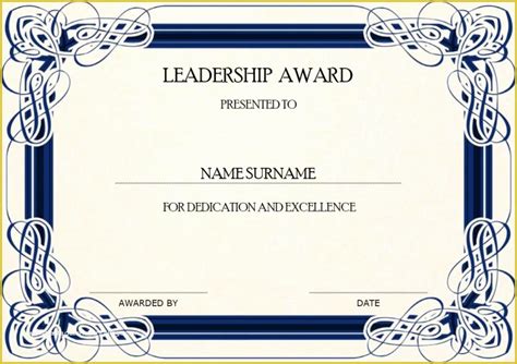 leadership certificate template   leadership award