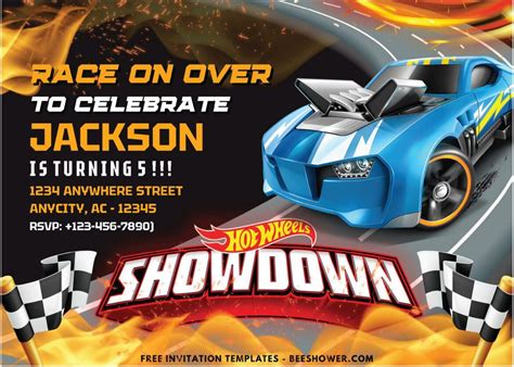 Free PDF Invitation Fiery Hot Wheels Birthday Invitation