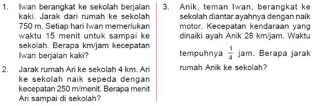 Soal Matematika Kelas Jarak Waktu Dan Kecepatan Riset