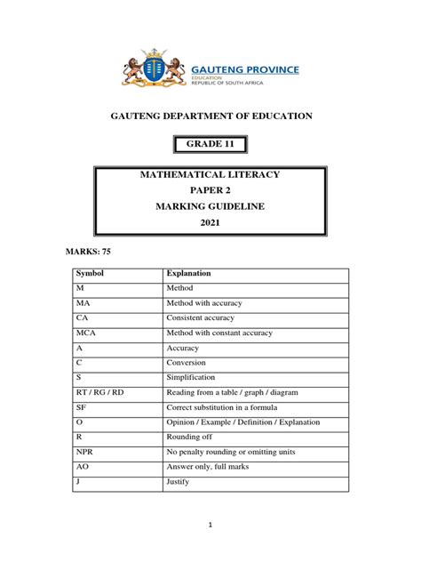 Math Lit Grade 11 Paper 2 Exemplar Memo 2021 Grid Analysis Pdf Mathematics