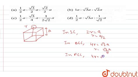 If `a` Stand For The Edge Length Of The Cube System Simple Cubic Body