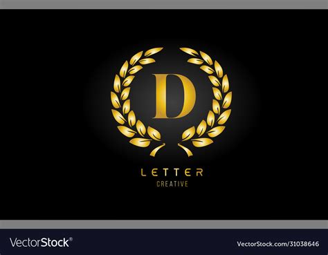 Gold Golden D Alphabet Letter Logo Icon Royalty Free Vector