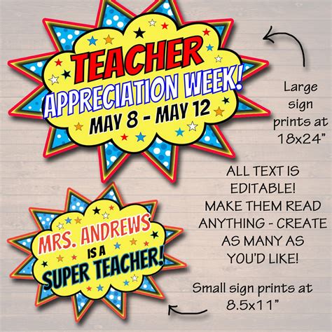 Teacher Appreciation Week Superhero Theme Printable Decor Tidylady Printables