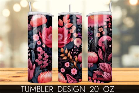 Pink Wildflowers Oz Tumbler Wrap Graphic By Mragjaza Creative Fabrica