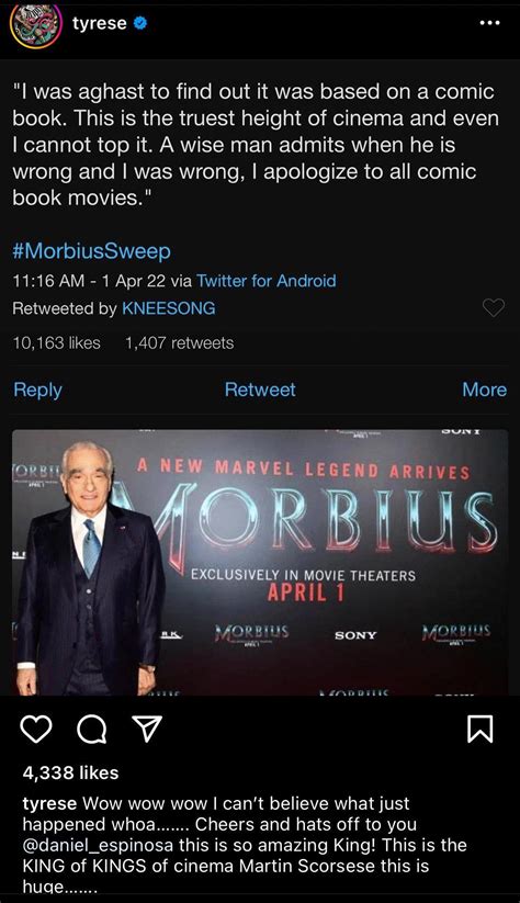 Tyrese Gibson Fell For A Fake Martin Scorsese Quote Praising Morbius As