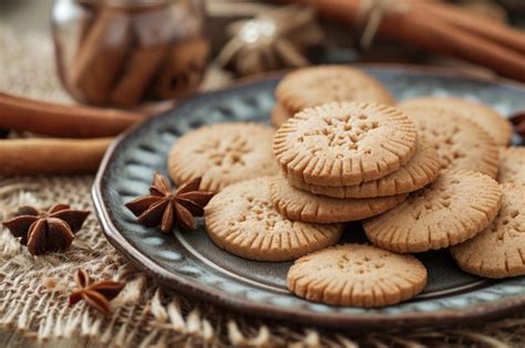 Premium Ai Image A Plate Of Speculoos Cookies A Spiced Shortcrust