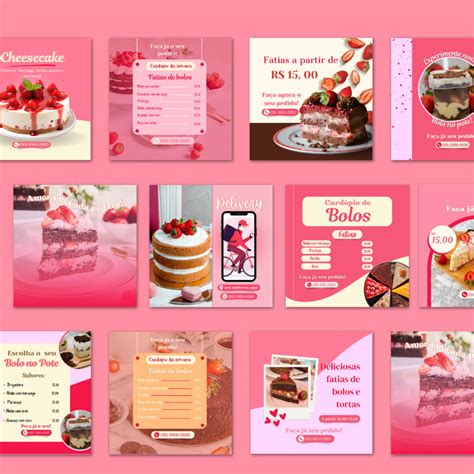 Pack Canva Confeitaria Artes Edit Veis Elo