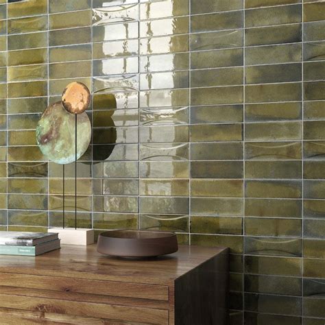 Luna Arc Olive 2 5x8 Ceramic Subway Tile Backsplash And Shower