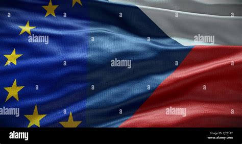 Czech Republic And European Union Flag Background Relationship Between