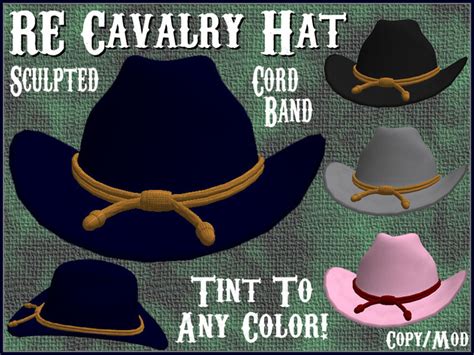 Second Life Marketplace Re Cavalry Hat Wcord Band Slouch Cowboy