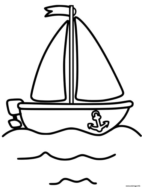 Coloriage Bateau Voilier Et Moteur Facile JeColorie