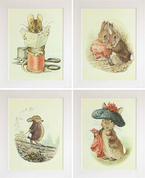 Set Of 4 Beatrix Potter Prints Unframed New Babybirth Baby Shower