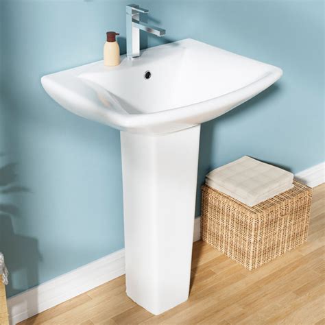 Aguamaph 24 In Pedestal Combo Bathroom Sink White Vitreous China Rectangular Pedestal Sink With