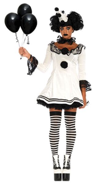 Womens Black And White Pierrot Clown Costume Clown Costume Women