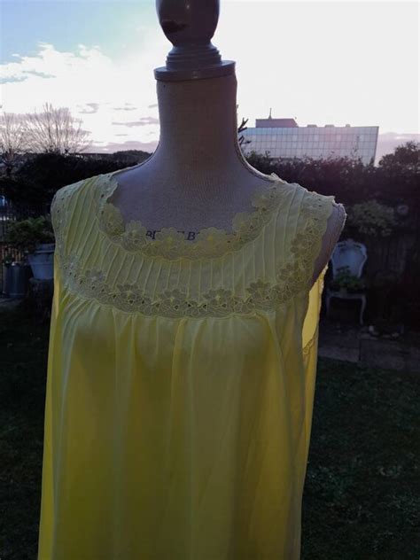 Chemise De Nuit Lingerie Yellow Nightgown Shabby Chic Gem