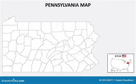 Pennsylvania, PA, Political Map, Keystone State, Quaker State. Cartoon ...