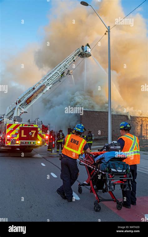 Detroit Michigan Emergency Medical Technicians Stand By In Case A