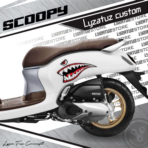 Jual Promo Sticker Printing Cutting Vespa Scoopy Shark Teeth Mouth