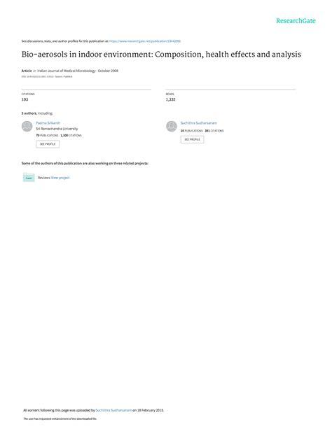 Bioaerosols In Indoor Environment-Composition Health Effects And Analysis copy - See discussions ...