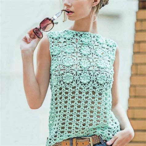 Мятный топ крючком — Paradosik Handmade — вязание для начинающих и ...