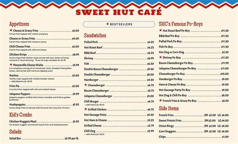 Menu at Sweet Hut Cafe, Franklinton