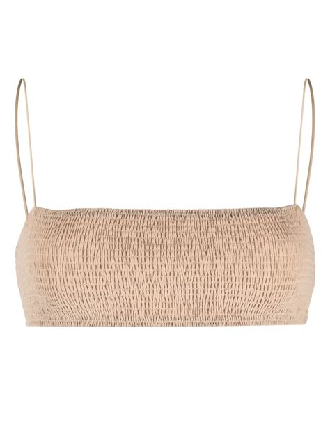 TOTEME Smocked Square Neck Bikini Top Farfetch