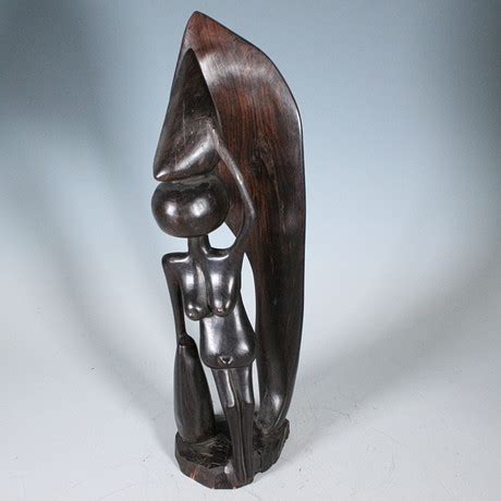 Makonde African Wooden Sculpture Half Naked Lady Art Sculptures Bronzes Auctionet