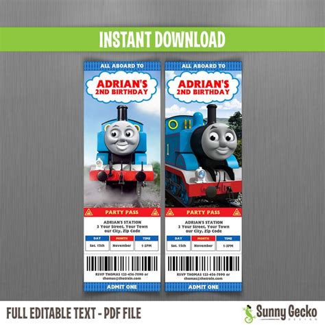 Thomas The Train Birthday Ticket Invitations Ticket Invitation