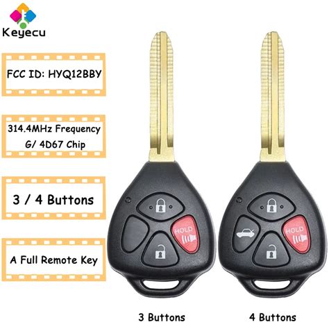 Keyecu Hyq Bby Remote Car Key Fob Buttons Mhz D G Chip