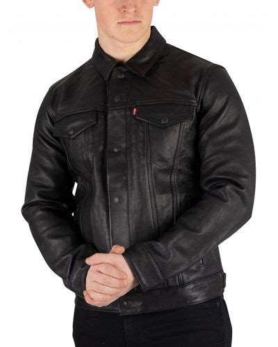 Lyst - Levi's Type 3 Black Leather Trucker Jacket in Black for Men